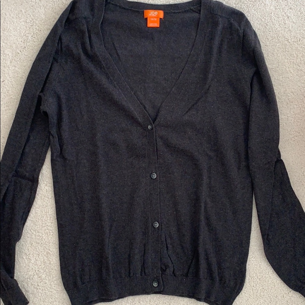 dark grey v neck cardigan